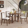 5-Piece Extendable Wood Dining Table Set,Round Farmhouse Kitchen Table Set with Removable Leaf,Upholstered Chairs Dining Room Set-Cuddlewood - 2 of 4