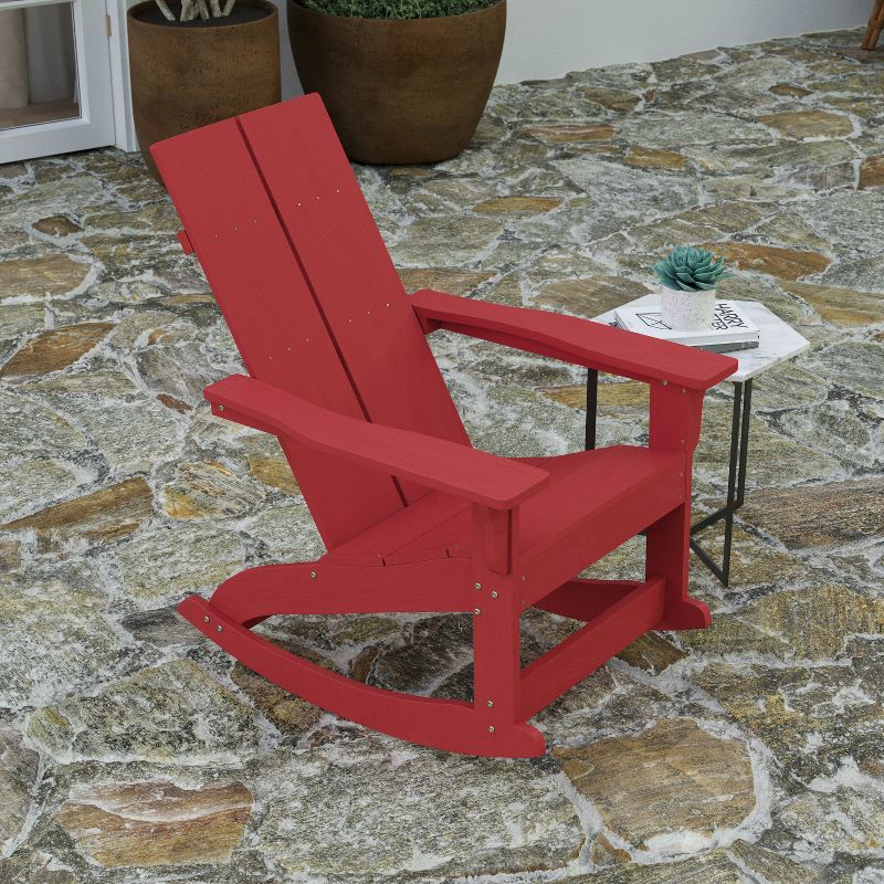 Merrick Lane Set of 2 Wellington UV Treated All-Weather Polyresin Adirondack Rocking Chair for Patio, Sunroom, Deck and More, 5 of 13