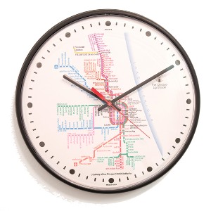12.75" x 1.5" Chicago CTA Map Decorative Wall Clock Black Frame - By Chicago Lighthouse: Modern Analog Indoor Timepiece - 1 of 3