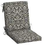Arden Selections 24" x 21" Aurora Damask Outdoor High Back Dining Chair Cushion Black