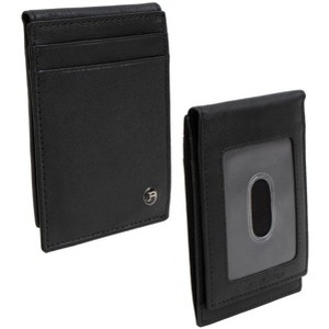 Jack Abrahams - Jack Abrahams Goat Nappa Leather Bi-Fold Card Case Wallet Black - 1 of 4