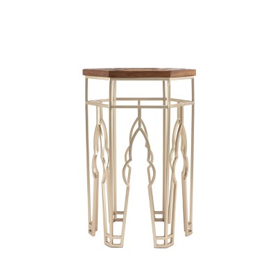 Genevieve Gold & Natural Fir Wood Round Nesting Tables