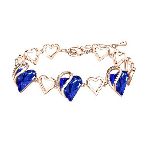 Leafael Infinity Love Heart Link Bracelet with Healing Stone Crystal, 18K Rose Gold Plated, 7" Chain + 2" Extender - 1 of 4