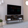 Vynxaria TV Stand for TVs up to 52", Dark Walnut Finish, Three Open Shelves, Two Drawers - 3 of 4