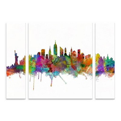 36.5"x48" Michael Tompsett 'New York City Skyline' Multi Panel Decorative Wall Art set - Trademark Fine Art