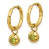 Chisel Stainless Steel Polished Yellow IP-plated with Removeable Green CZ Dangle Hinged Hoop Earrings - 2 of 4