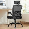 KERDOM Headrest Desk Chair with Adjustable Lumbar Support, Home Office Swivel Task Chair with High Back and Armrest, Black - 2 of 4