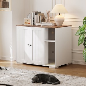 Acekool Litter Robot 4 Enclosure Cabinet, Cat Litter Robot Furniture with Dog Proof Shelf & Power Outlet for Living Room - 1 of 4