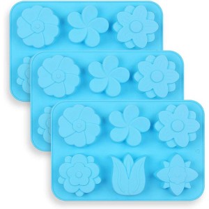 JDICTION 3PCS Flower Silicone Mold, 6-Cavity Tulip Daisy Mold Set for Candy Chocolate Jelly and Ice Cubes - 1 of 4
