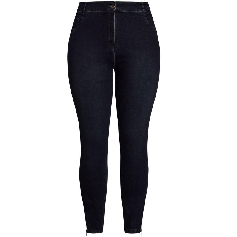 Women's Plus Size Zip Shaper Jean - dark wash | EVANS, 3 of 4