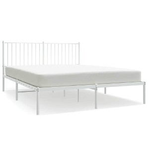vidaXL White Metal Queen Bed Frame with Headboard, Under-Bed Storage, Heavy-Duty, No Mattress - 1 of 4