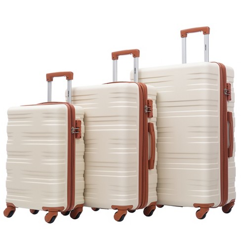 3 Pcs Luggage Set Hardside Expanable Spinner Suitcase With Tsa Lock 20 24 28 White brown modernluxe Target