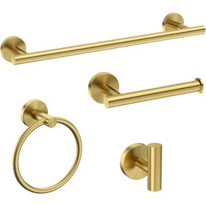 USHOWER Brushed Gold Bathroom Accessories Set, 18-Inch Towel Bar Set Wall Mounted, Durable SUS304 Stainless Steel Bathroom Hardware Set, 4-Piece - 1 of 4
