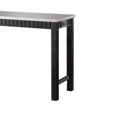 60" Weathered Espresso Marble Top Counter Height Dining Set