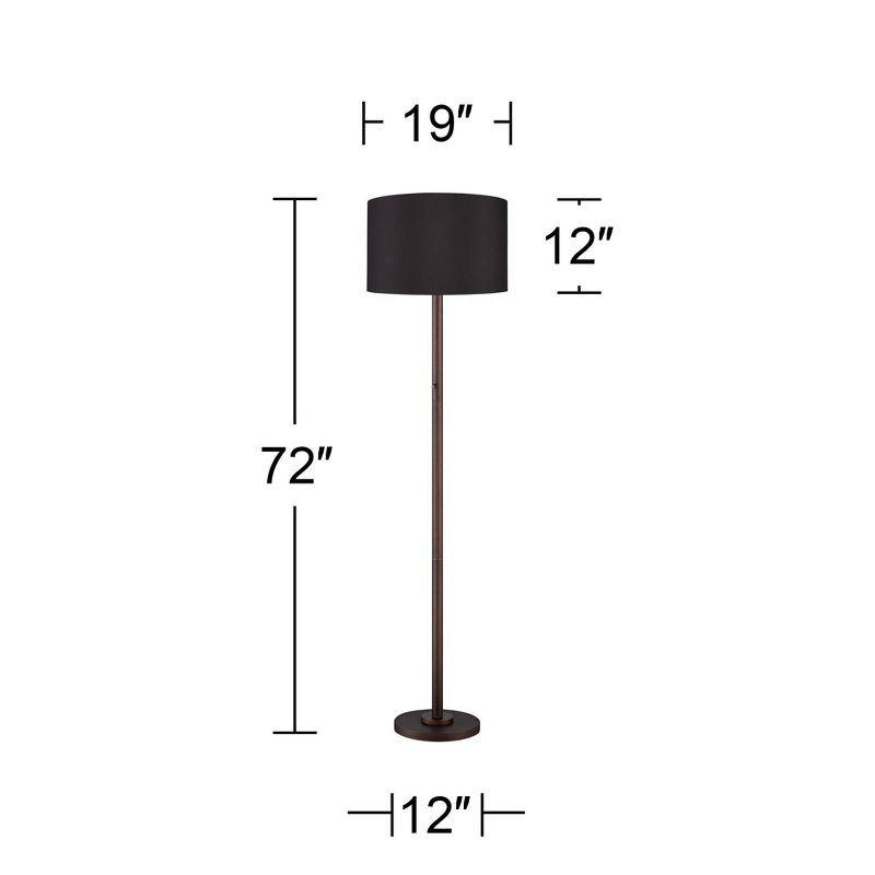 Possini Euro Design Meridian Modern 72" Tall Floor Lamp Oil Rubbed Bronze Metal Light Blaster LED Black Drum Shade for Living Room Bedroom, 4 of 7