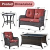Gymojoy 5 Piece Outdoor Wicker Loveseat Sofa with Patio Chairs with Coffee Table and Side Table - 3 of 4