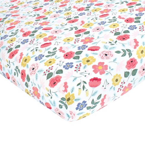 Hudson Baby Infant Girl Cotton Fitted Crib Sheet, Modern Botanical, One ...