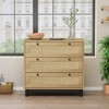 KTMBDW 3 Drawer Dresser for Bedroom, Modern Rattan Dresser Chest for Living Room and Entryway, Natural - 2 of 4