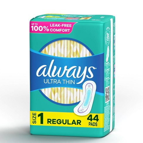 Always Ultra Thin Pads Size 1 Regular Absorbency Unscented - 44ct - image 1 of 4