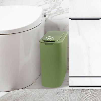 Automatic Motion Sensor Bathroom Trash Can with Lid, 2.6 Gallon Touchless Trash Bin, Smart Garbage Can