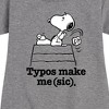 - Peanuts - Snoopy Typos Make Me Sic Graphic Short Sleeve Fleece Dress - 2 of 4