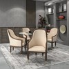 LeisureMod Dining Chair Upholstered in Leather Ripple Back Design with Rubberwood Frame and Legs with Gold Accents Elara Collection - 2 of 4