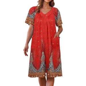 Ekouaer Women Robe Zipper Front Mumu Duster Robes Zip Up Housecoat Soft ...