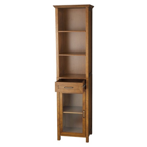 avery linen cabinet with 1 drawer oil oak brown - elegant home