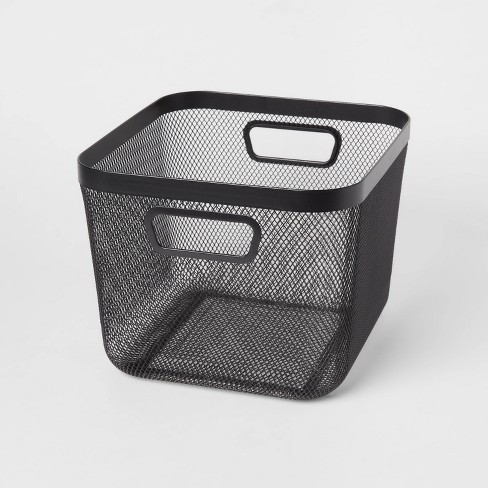 Black Small Storage Bin with Handles