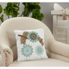 Saro Lifestyle Beaded Flower Pillow - Down Filled, 16" Square, Blue - 3 of 3