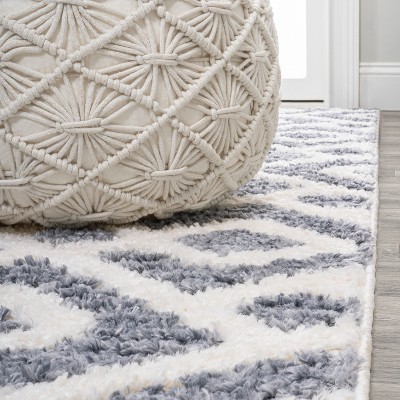Astrid Retro Trellis High-Low Cream and Gray 5' x 8' Area Rug