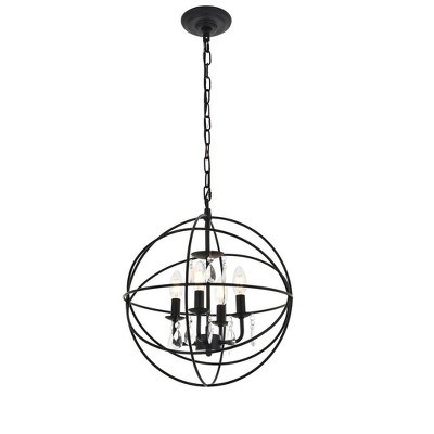 Elegant Wallace 4-Light Crystal Sphere Pendant in Matte Black