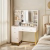 Makeup Vanity Desk with Mirror and Lights, 25.6" HD Lighted Mirror Dressing Table with 3 Drawers, 8 Shelves, for Bedroom Dressing Room- White - 2 of 4