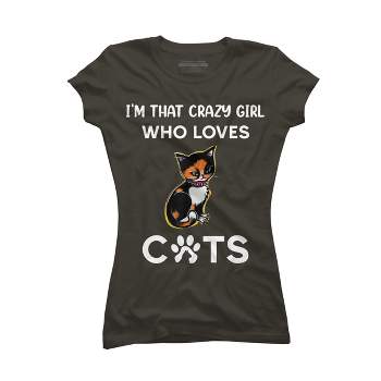 Junior's Design By Humans I'm That Crazy Girl Who Loves Cats Cartoon By MeowShop T-Shirt