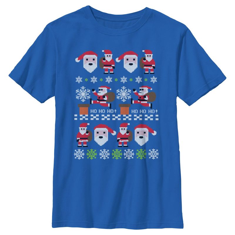 Boy's Lost Gods Santa Claus Ugly Christmas Sweater T-Shirt, 1 of 6