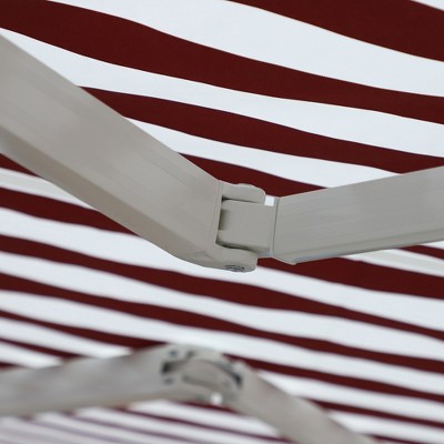 Red and White Stripe 120'' x 96'' Retractable Patio Awning
