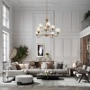 LNC Oudspeaker 8-Light 37.4" Candle Tiered Galm Oversized Chandelier, Polished Gold with Crackle Globe Glass - 4 of 4