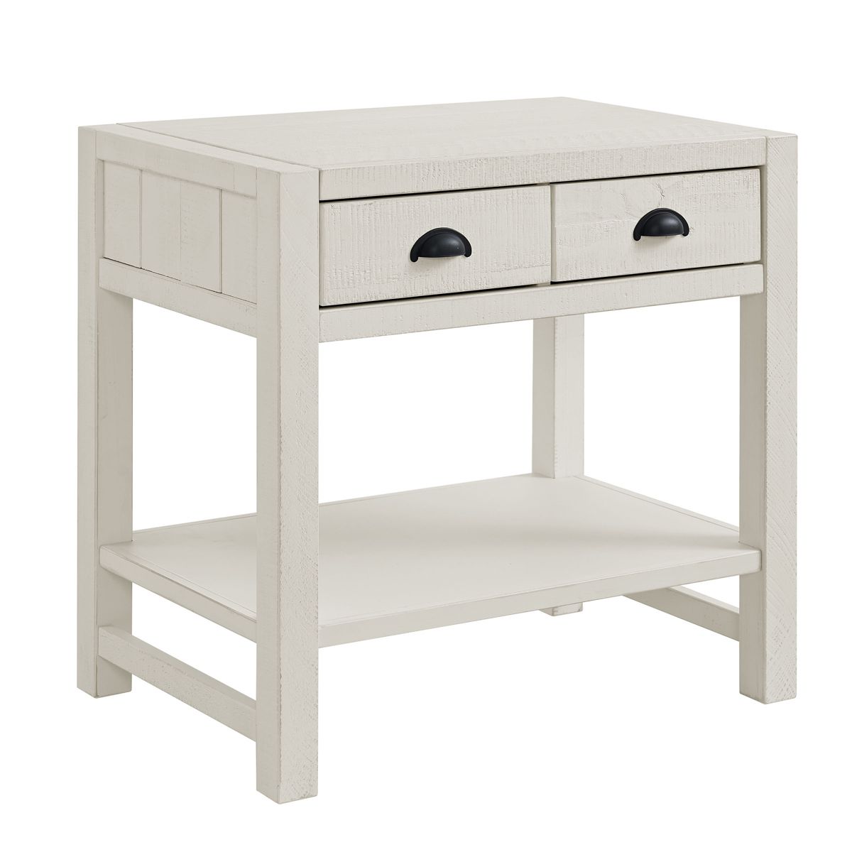 Alaterre Furniture Arden 2-Drawer Nightstand with Open Shelf, Solid Pine Wood, Driftwood White Finish, Metal Drawer Glides, Ideal for Bedroom Storage - thumbnail 8