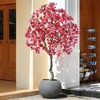 7ft UV Resistant Fake Bougainvillea Flowers Tree with Grey Tall Planter, Artificial Bougainvillea Red Flowers Tree for Indoor Outdoor Home Decor - 2 of 4