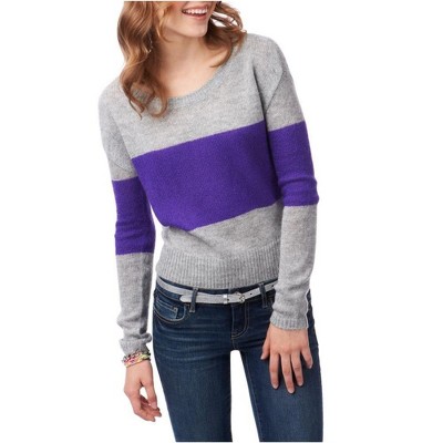 Aeropostale Womens Colorblock Boxy Crew Knit Sweater