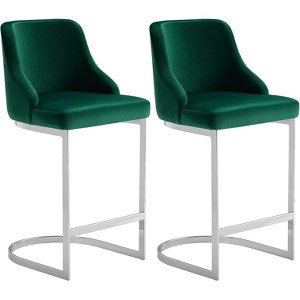 Bekrvio Bar Stools Set of 2, 26” Counter Height with Back - Upholstered PU Leather/Velvet  Steel U-Shaped Base for Kitchen Counter Island - 1 of 4