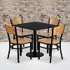 Flash Furniture 30'' Square Black Laminate Table Set with 4 Wood Slat Back Metal Chairs - Natural Wood Seat - 2 of 3
