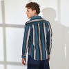 Campus Sutra Men Men's Navy Blue & Ash Grey Block-Striped Shirt - 4 of 4