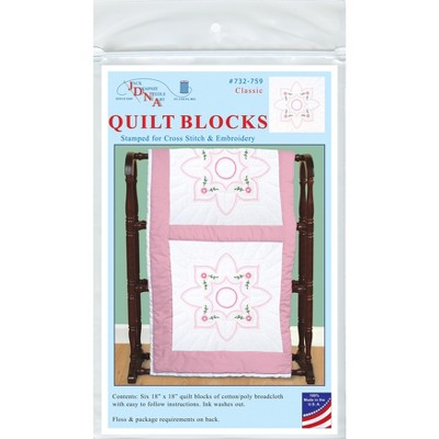 Jack Dempsey Stamped White Quilt Blocks 18"X18" 6/Pkg-Classic