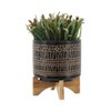 Okak Modern Ceramic Plant Pot with Wooden Stand Elevated Flower Planter for Herbs, Vegetables, Fruits, Indoor&Outdoor, 2 Pack&1 Pack,10 Options - 2 of 4