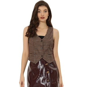 Allegra K Women's Steampunk Dressy Sleeveless Versatile Racerback Suit Vests - 1 of 4