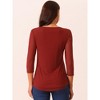 Seta T Women's Crewneck 3/4 Sleeve Pleated Casual Knit Shirts Tunic Tops - 4 of 4
