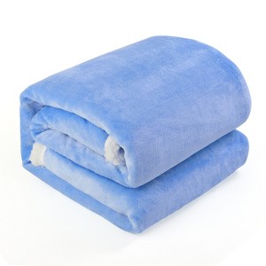 Oumilen Solid Print Flannel Luxury Lightweight Throws, 50" x 60", Blue - 1 of 1