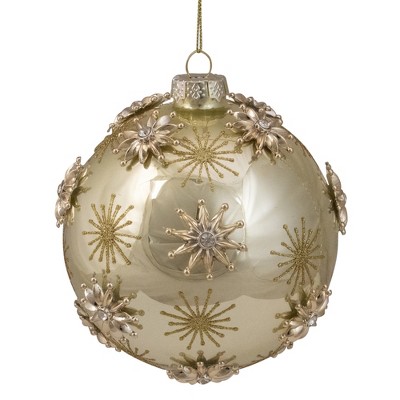 Northlight Shiny Gold Starburst Glass Christmas Ball Ornament 4.5" (50mm)