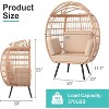 Egg Chair Oversized Lounger with UV-Resistant Cushions, All-Weather Wicker for Indoor/Outdoor, 370lbs Capacity, Beige - 2 of 4